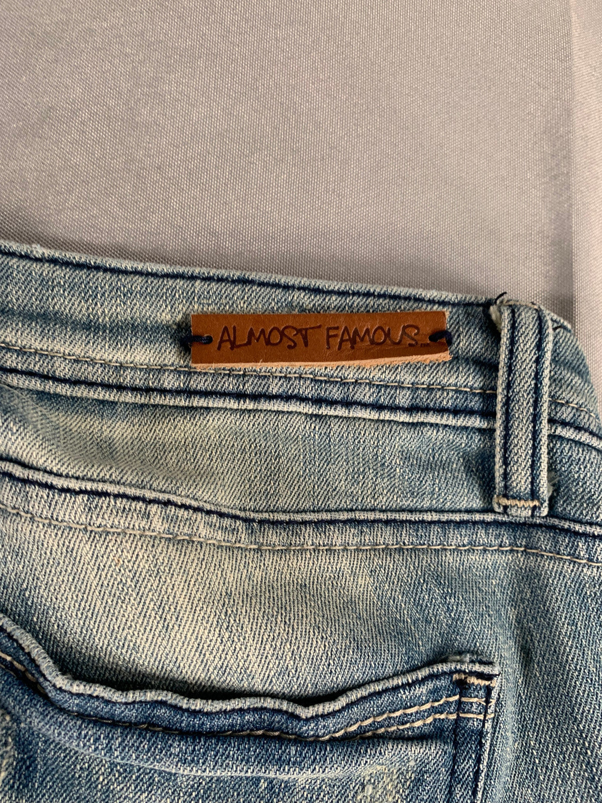 Almost Famous Jeans Size 11 Distressed Crop Cuffed Light Wash Denim Y2K Style