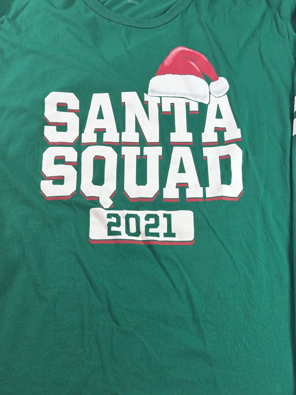 Santa Squad 2021 Christmas Long Sleeve Shirt Kids XXXL Green Place Cotton NWT