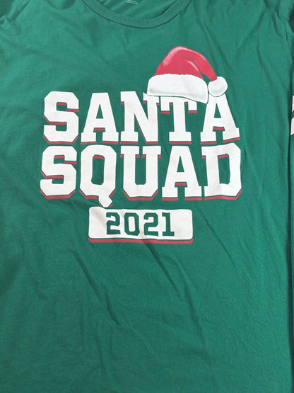 Santa Squad 2021 Christmas Long Sleeve Shirt Kids XXXL Green Place Cotton NWT