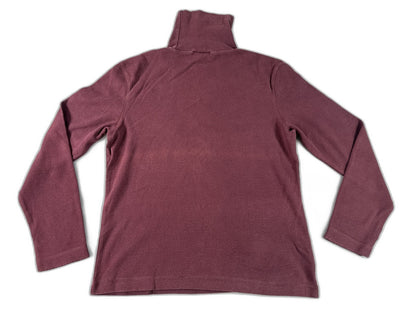 Laura Ashley TS 177 BD Mock Neck Long Sleeve Pullover Top Large Maroon 100% Wool