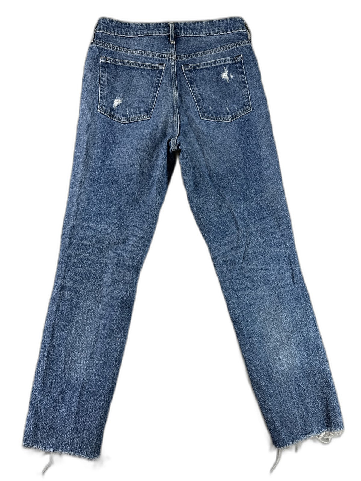 Free Assembly Distressed High Rise Straight Jeans Womens 8 Blue Denim Wash Super