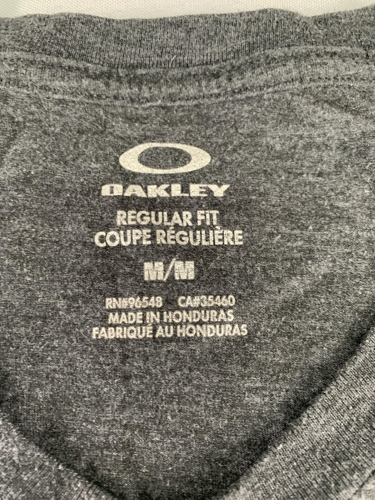 Oakley Shirt Mens Medium Gray Regular Fit Short Sleeve Graphic Tee Honduras Blue