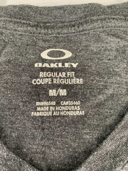 Oakley Shirt Mens Medium Gray Regular Fit Short Sleeve Graphic Tee Honduras Blue