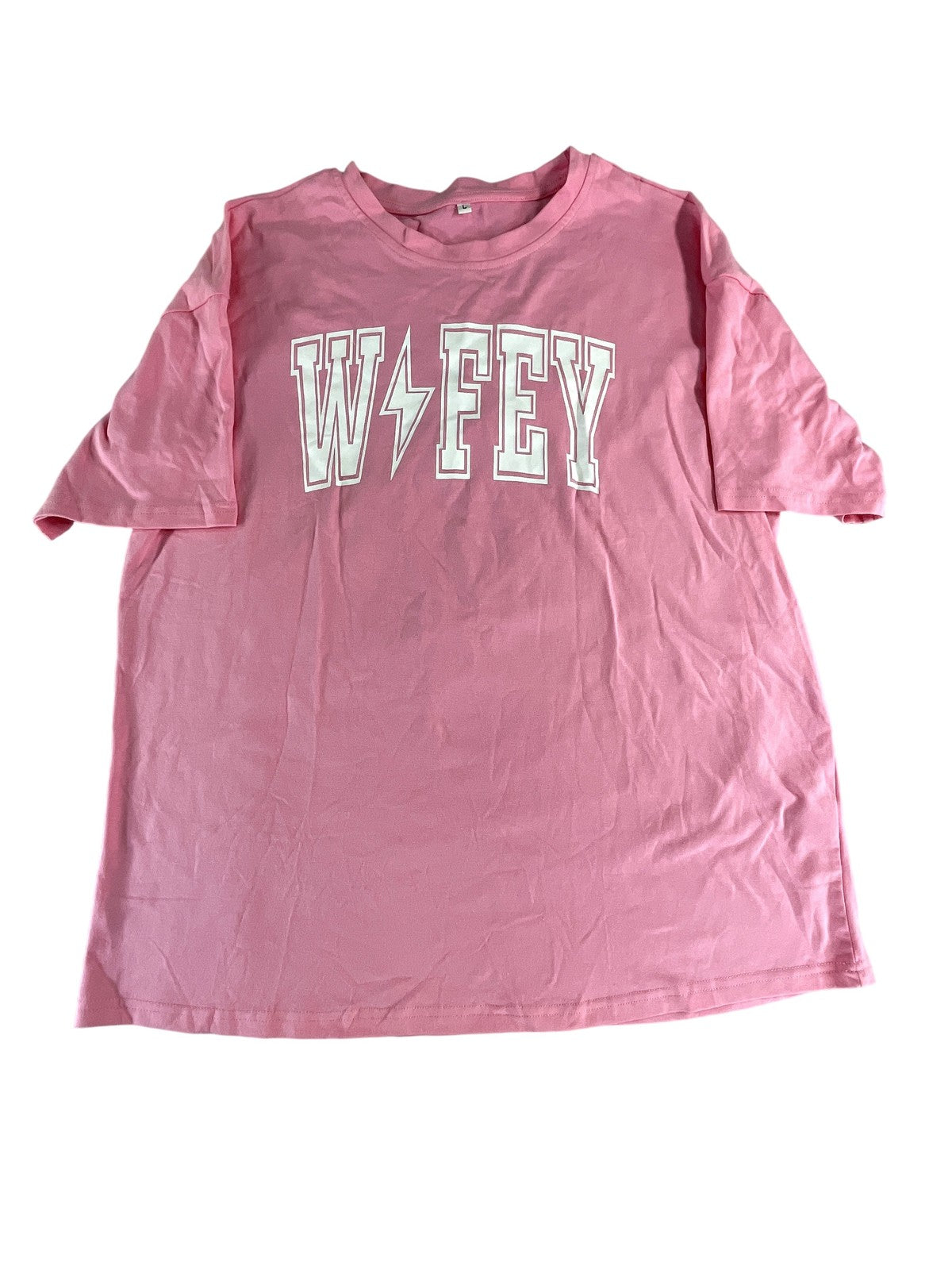 Wifey Shirt Womens Large Pink Graphic Tee Casual Short Sleeve Statement Top N/A