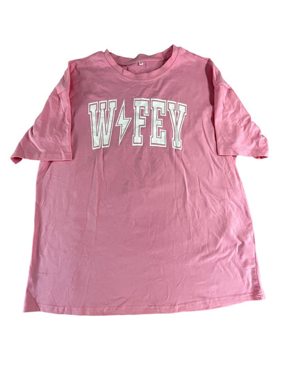 Wifey Shirt Womens Large Pink Graphic Tee Casual Short Sleeve Statement Top N/A