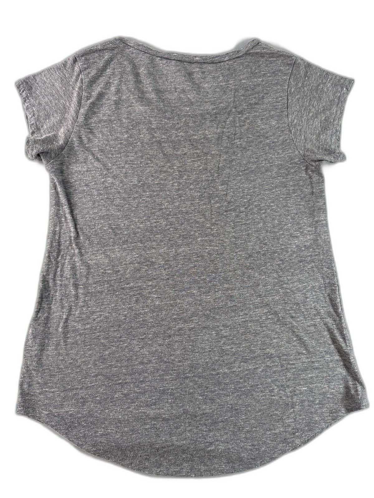 Lucky Brand Peacock Graphic Tee S S/P Gray Scoop Neck Short Sleeve Boho Top