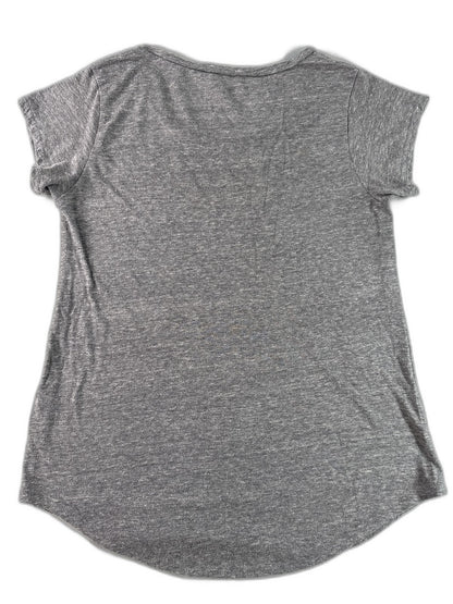 Lucky Brand Peacock Graphic Tee S S/P Gray Scoop Neck Short Sleeve Boho Top