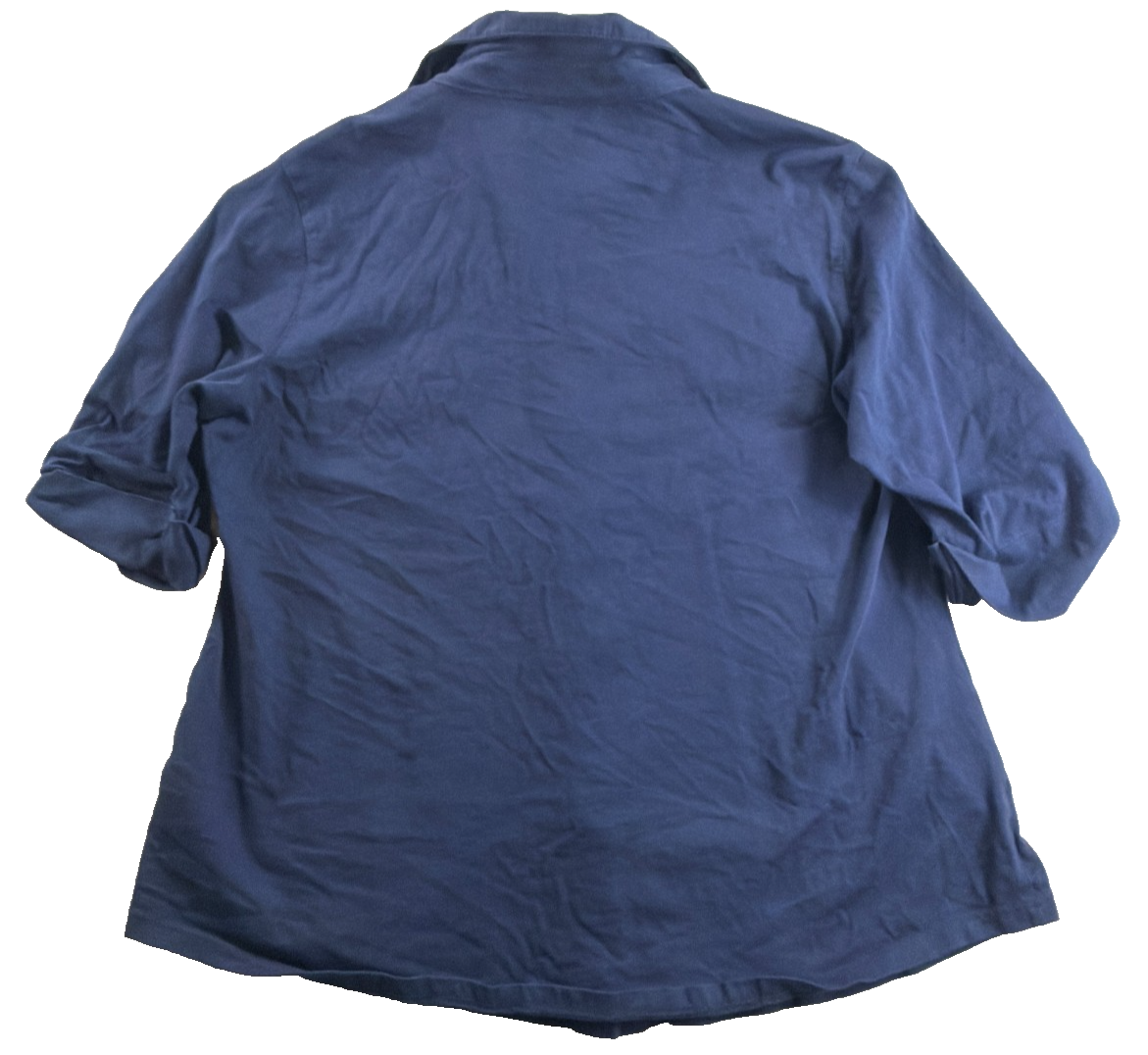 Style & Co Womens S Navy Blue Button Down Shirt 3/4 Sleeve Cotton Utility Top