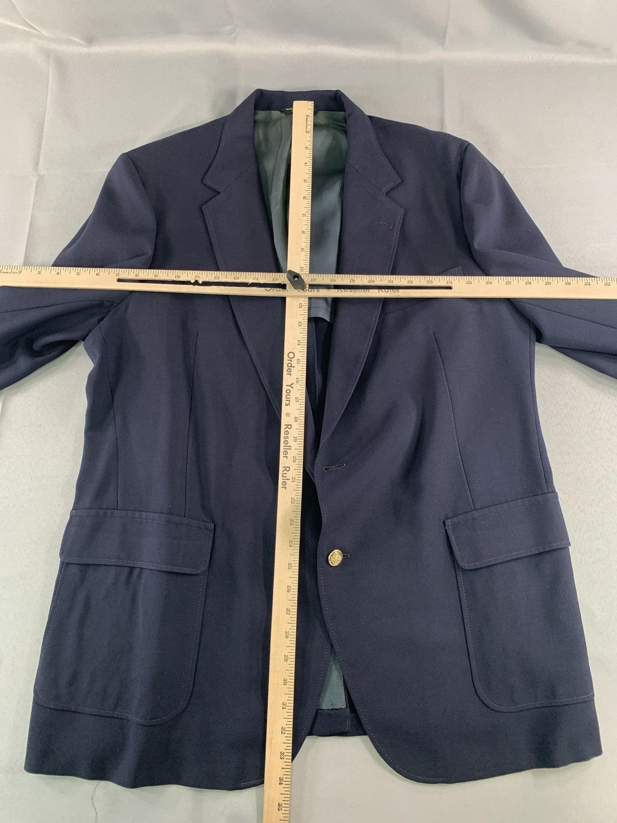 Vintage Eagle Clothes Blazer Mens Large Navy Blue Gold Button Sport Coat Lined