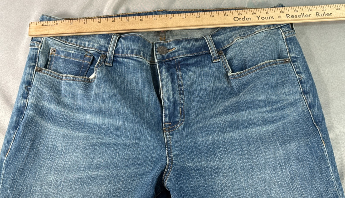 Torrid Perfect Super Flare Jeans Womens 18 Blue Stretch Raw Hem Wide Leg Denim