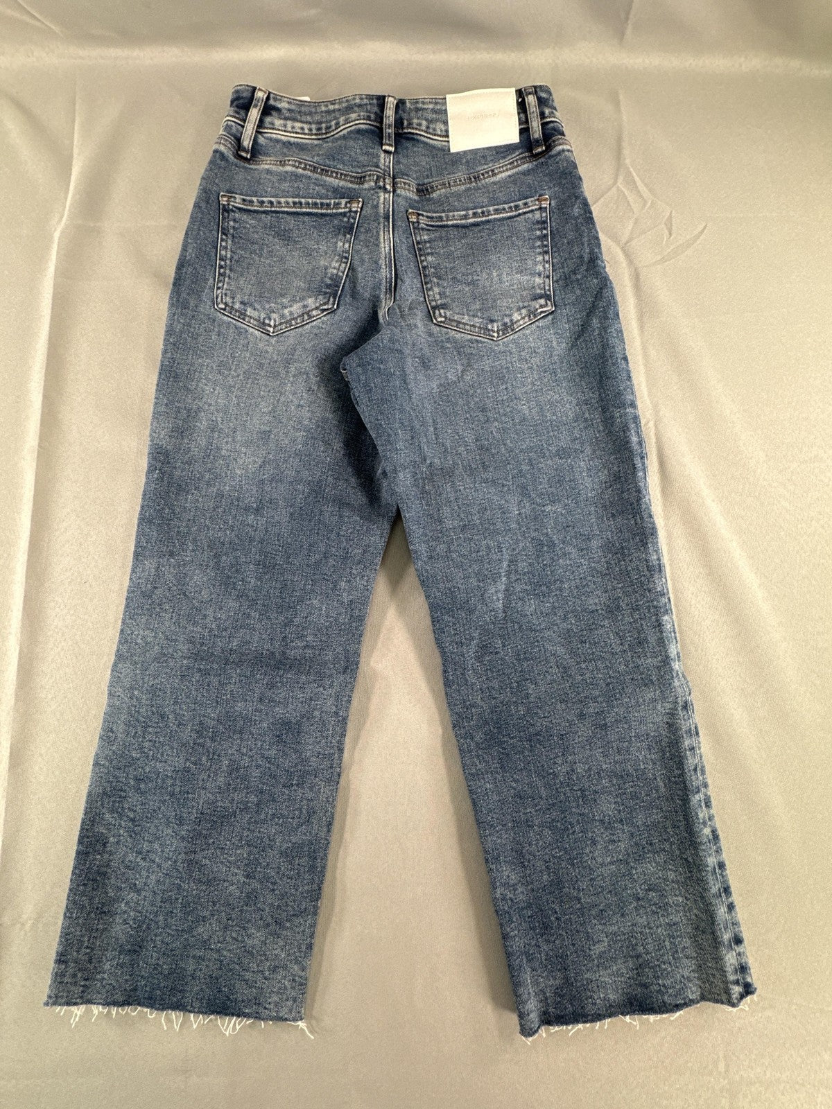 Express Womens Jeans Size 0 Short Blue High Rise Relaxed Straight Distressed 13