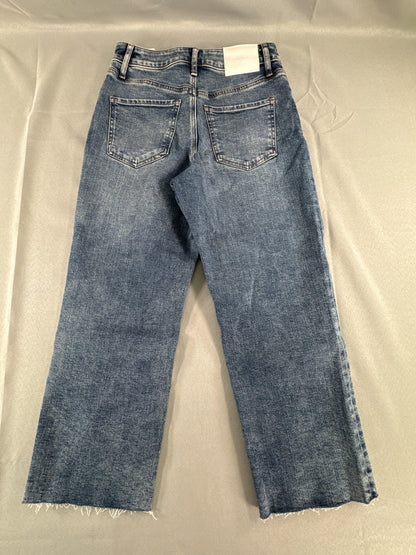Express Womens Jeans Size 0 Short Blue High Rise Relaxed Straight Distressed 13