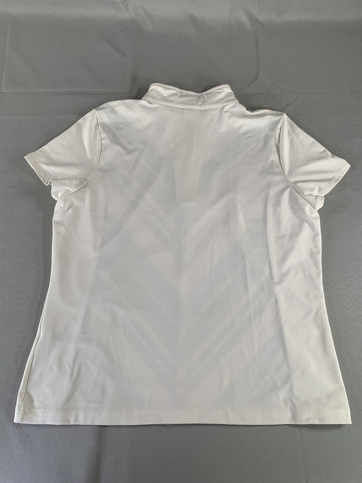 Zenergy Golf Shirt Womens 2 White Blue Gray Chevron Short Sleeve Performance Top