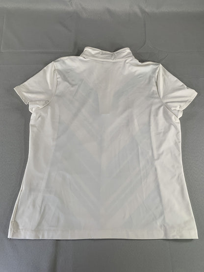 Zenergy Golf Shirt Womens 2 White Blue Gray Chevron Short Sleeve Performance Top