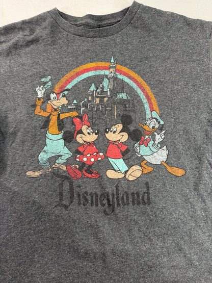 Disneyland Mickey Minnie Goofy Donald Rainbow Castle Gray T-Shirt Mens Medium