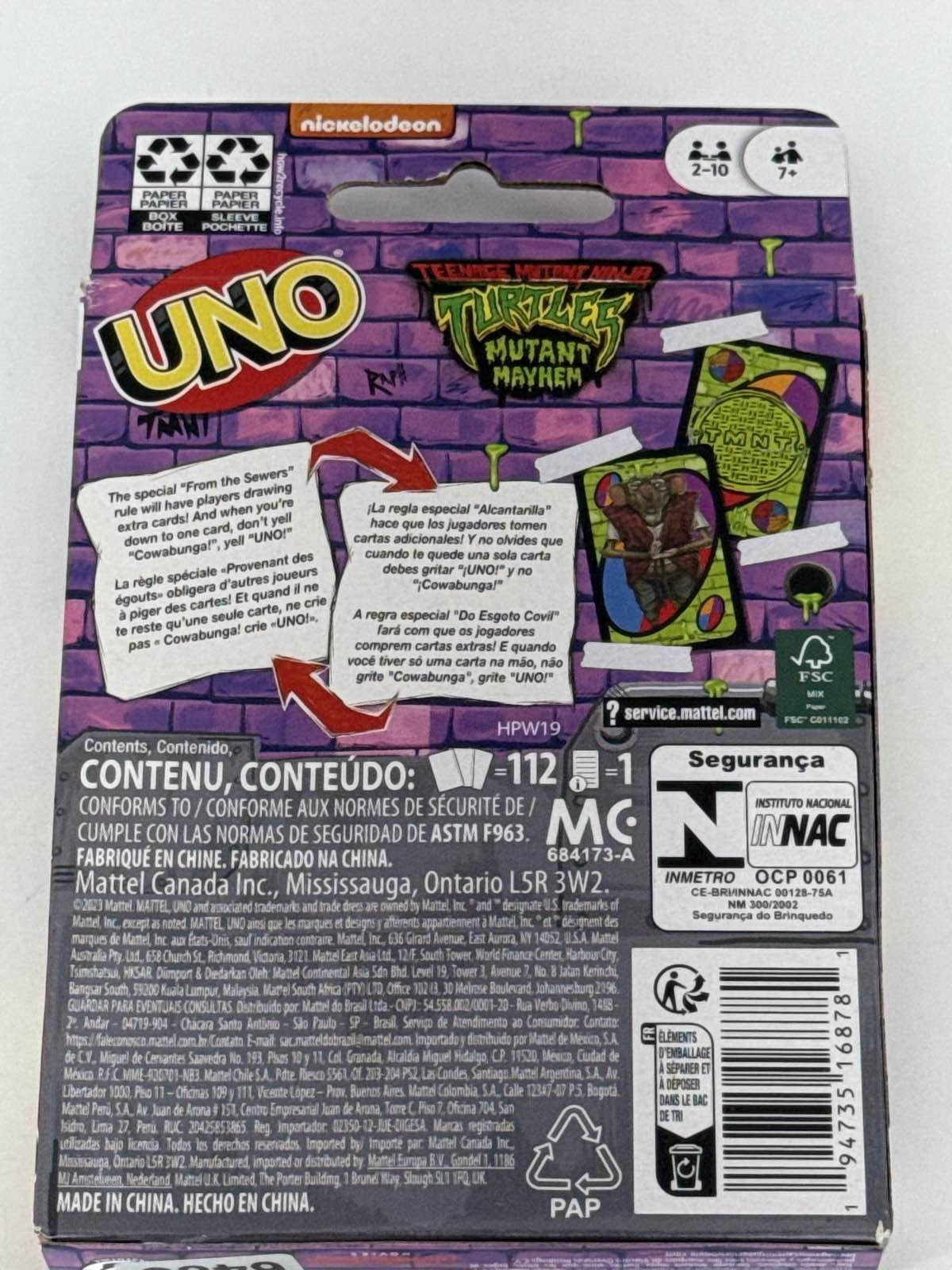 UNO Card Game TMNT Mutant Mayhem 2023 Nickelodeon Special Rule Deck New Sealed