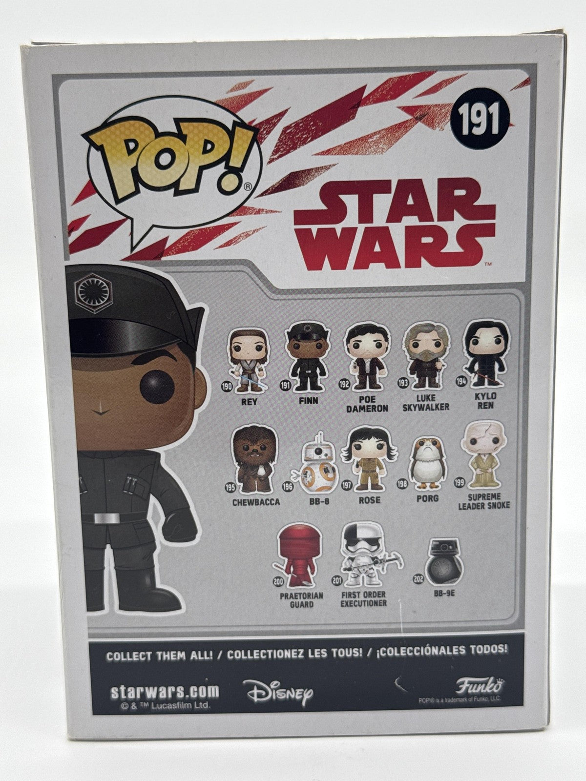 Funko Pop Star Wars Finn #191 Vinyl Bobblehead Figure Standard Black Last Jedi