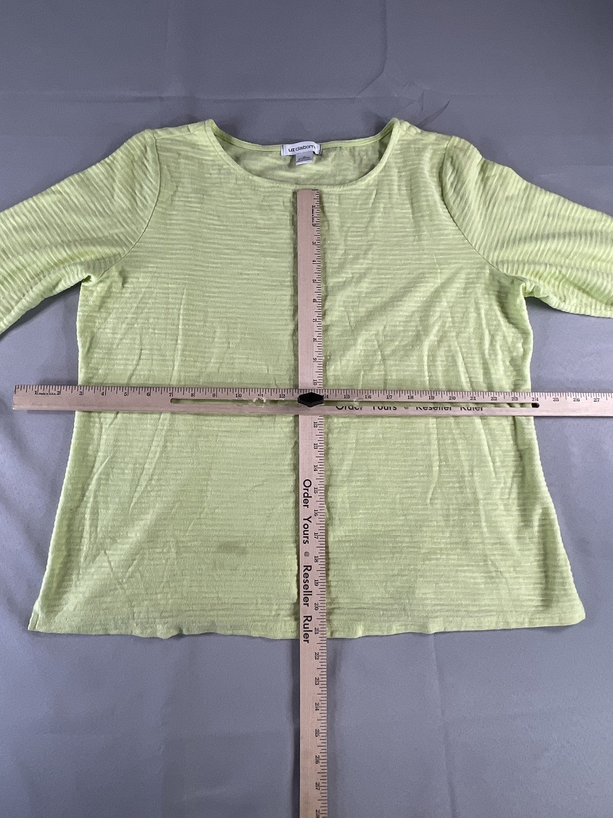 Liz Claiborne Shirt Womens XL Green 3/4 Sleeve Pullover Casual Lightweight Top