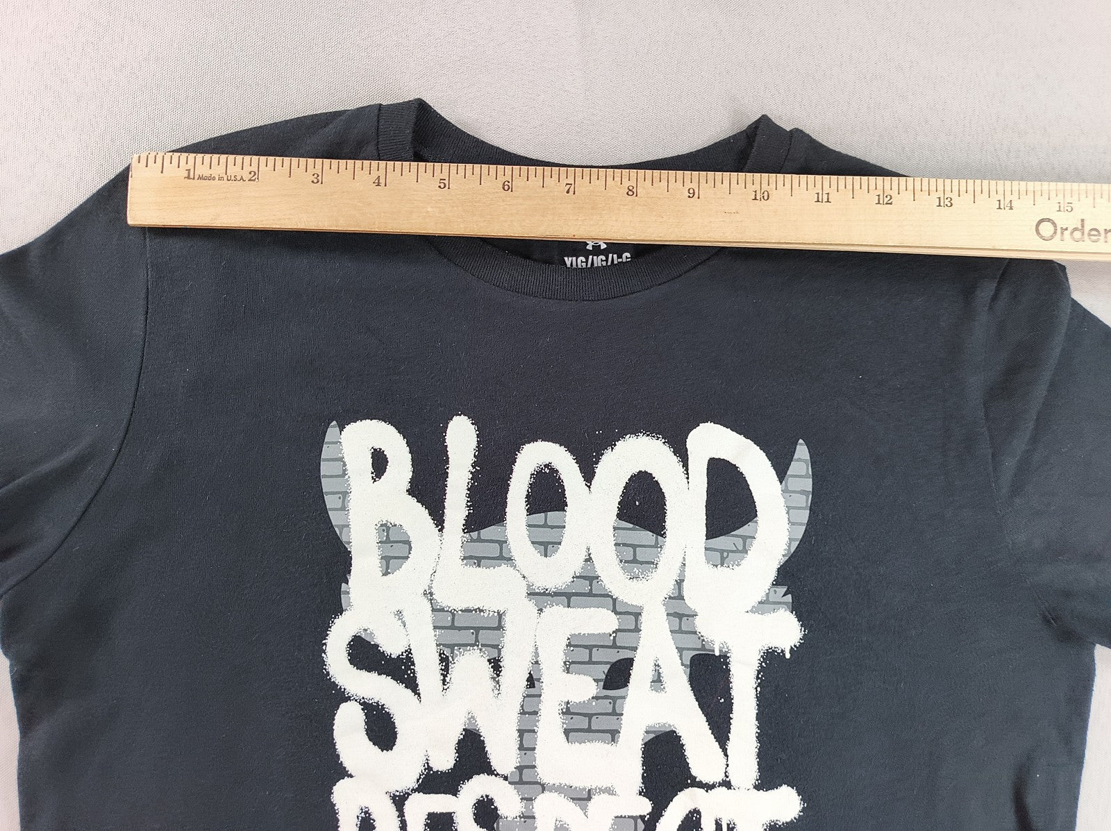 Under Armour Project Rock Blood Sweat Respect Graphic Tee YLG Youth Black Cotton