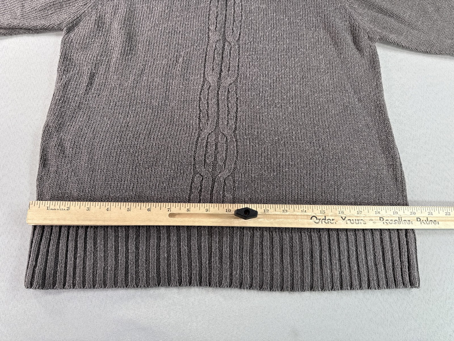 SAG HARBOR H03154 Cable Knit Turtleneck Sweater Unisex Medium Gray Relaxed Fit