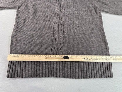 SAG HARBOR H03154 Cable Knit Turtleneck Sweater Unisex Medium Gray Relaxed Fit