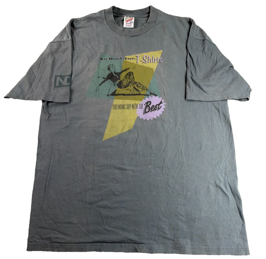 Vintage 90s No Dinx Inc T-Shirts Humor Novelty Graphic Tee Jerzees XL Gray USA