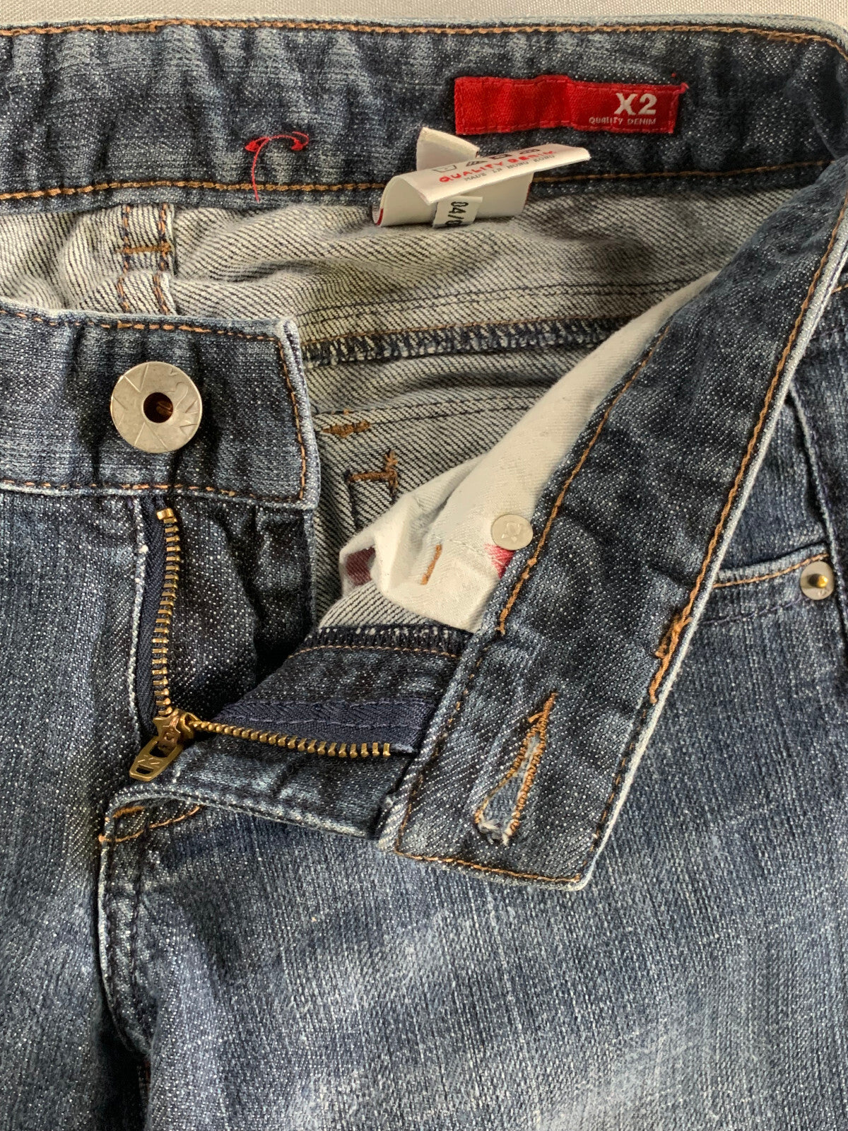 Vintage X2 Jeans Size 0 Y2K Made in Hong Kong Button Hem Mid Rise Denim Apparel