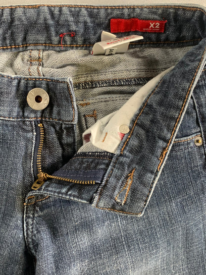 Vintage X2 Jeans Size 0 Y2K Made in Hong Kong Button Hem Mid Rise Denim Apparel