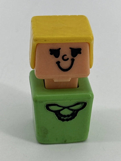 Playskool 1970s Blockhead Square Little People Lot of 7 7 Playskool Apparel NWT