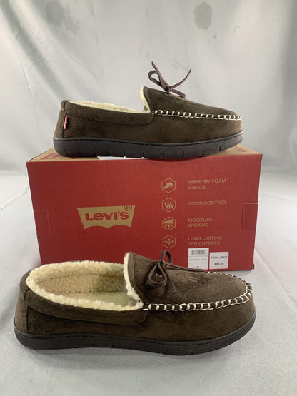 Levis Moccasin Slippers Mens Size 8-9 Brown Memory Foam House Shoes 530-50009