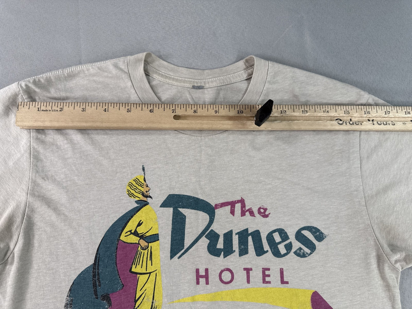 Neon Museum Dunes Hotel Retro Graphic Tee Unisex Beige Cotton Short Sleeve