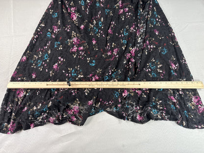 Lane Bryant Line Skirt 22 Plus 22/24 Black Floral Lace Elastic Waistband Nylon