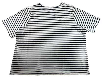 Lands End Striped Top Womens 2X Navy White Stretch Short Sleeve Casual Tee