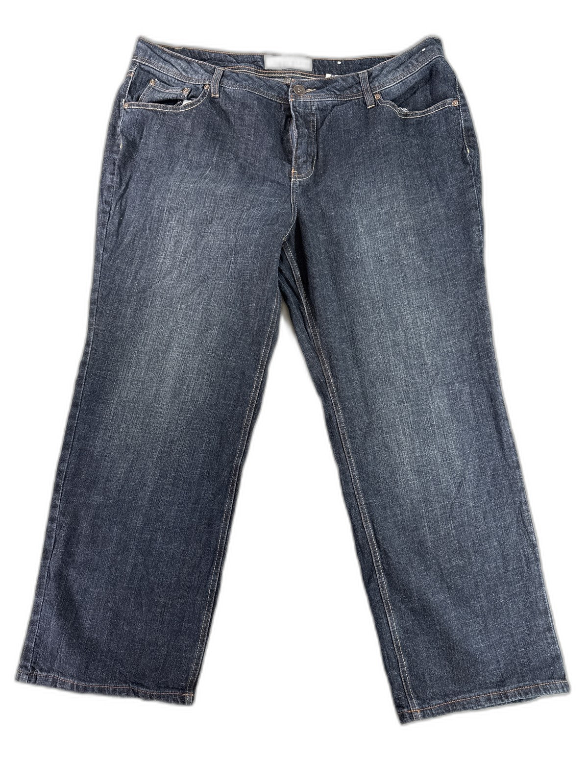 EASED Dark Straight Leg Jeans 26 Blue Cotton Spandex Designer Luxury Mexico