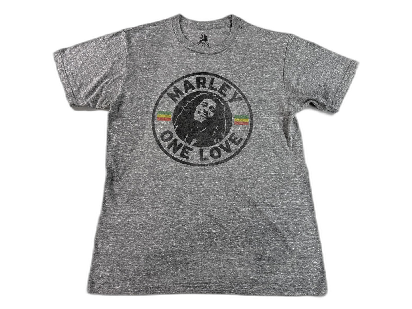 Zion Bob Marley Graphic Tee Grey Cotton Blend Short Sleeve Crewneck Reggae