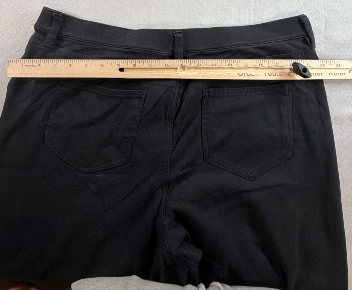 LANDS END Black Sport Knit Elastic Waist Corduroy Wide Leg Pants Womens XL/P NEW
