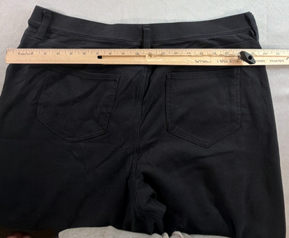 LANDS END Black Sport Knit Elastic Waist Corduroy Wide Leg Pants Womens XL/P NEW