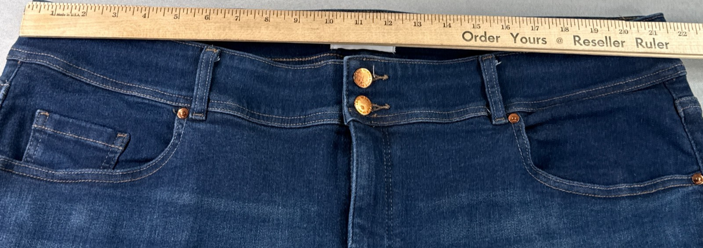Lane Bryant Bermuda Jean Shorts Womens Plus 22 Blue Stretch Denim Mid Rise