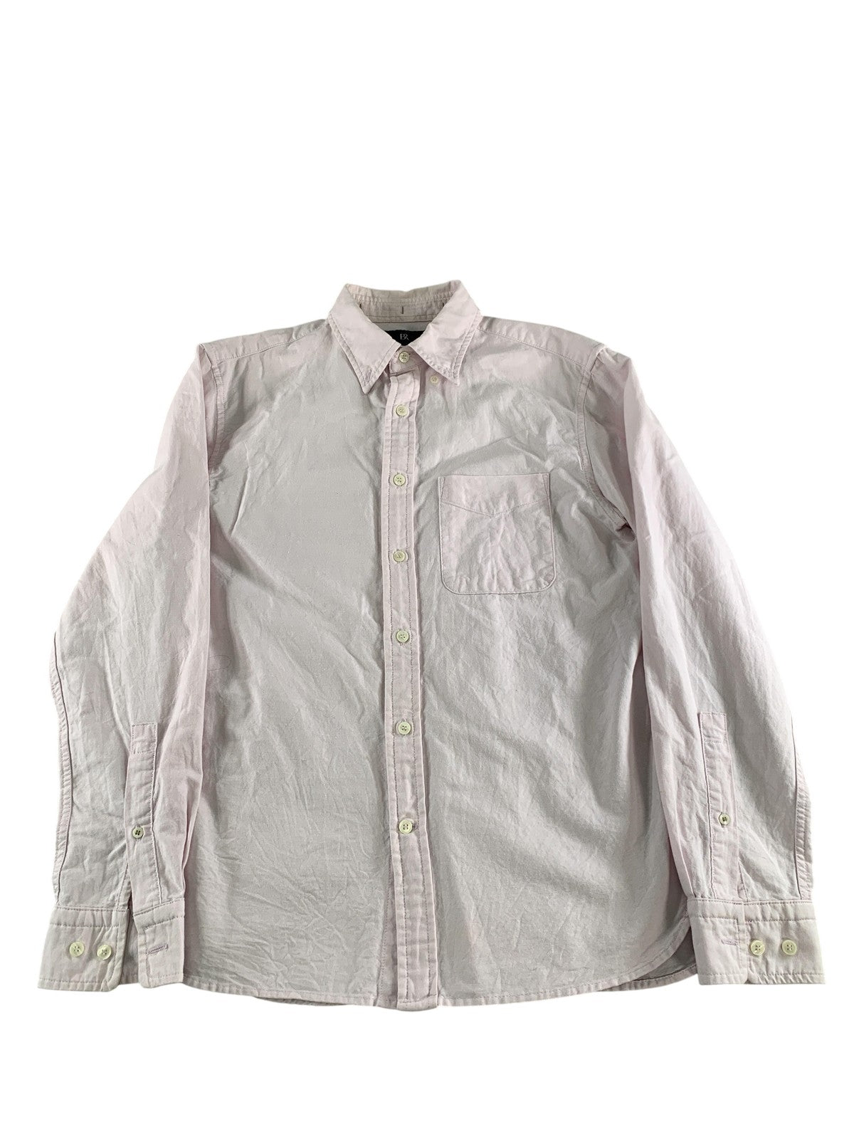 BR Shirt Mens Small Pink Long Sleeve Button Down Standard Fit Solid Casual Red