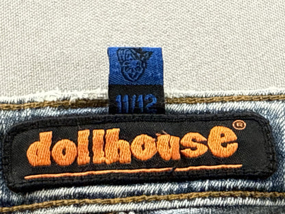 Dollhouse Flare Jeans 11 11/12 Blue Distressed Denim Low Rise Y2K Boho Indie