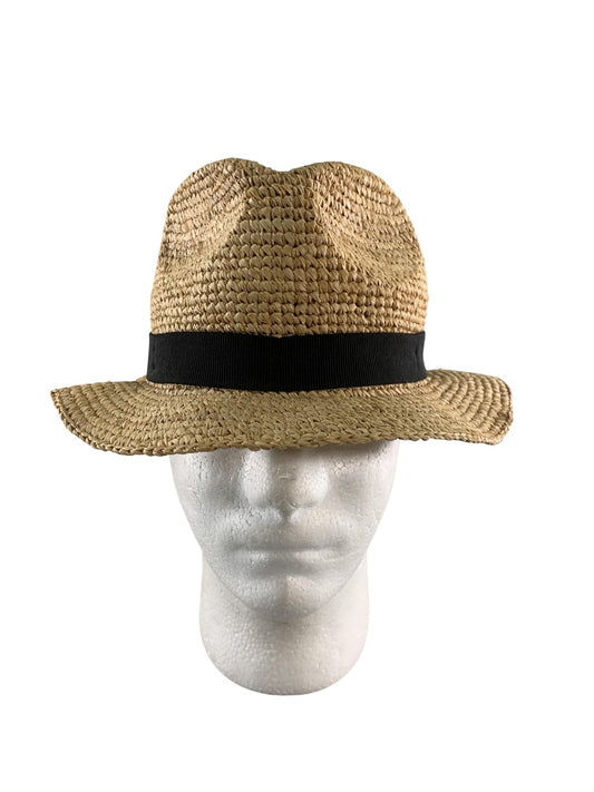 J.Crew Hat Panama Fitted Womens Medium Beige Straw Wide Brim Sun Travel Summer