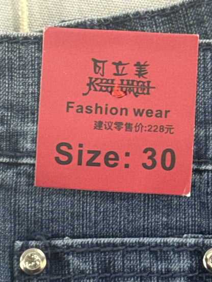 Ke Li Mei Jeans Womens Size 30 Blue Embroidered Floral Straight Leg Denim Pants