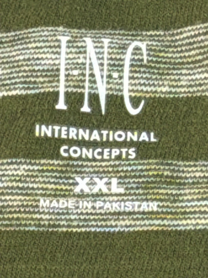 INC International Concepts Green Striped Tee Womens XXL Short Sleeve Casual