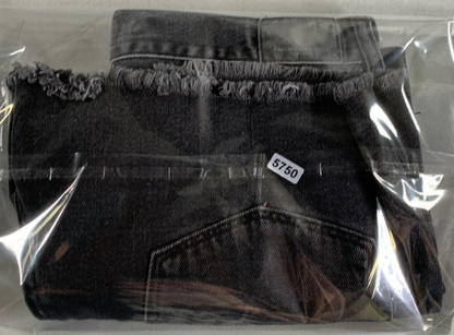 American Eagle Mom Shorts Black Distressed Denim High Rise Frayed Hem Sz 6 119