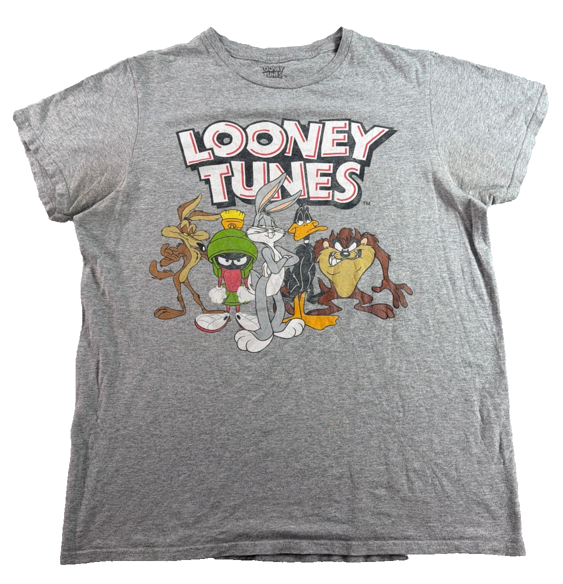 Looney Tunes Group Shot Bugs Bunny Taz Daffy Marvin Gray Graphic Tee Mens Med