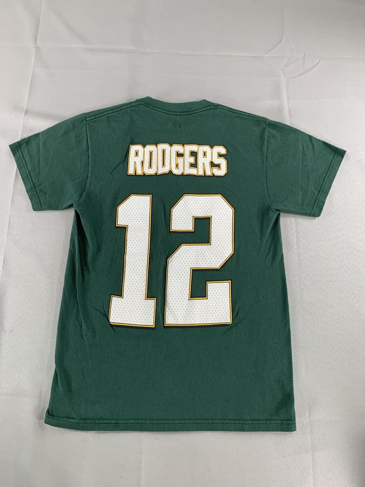 Green Bay Packers Shirt Mens Small Green NFL Football 12 Rodgers Majestic Tee