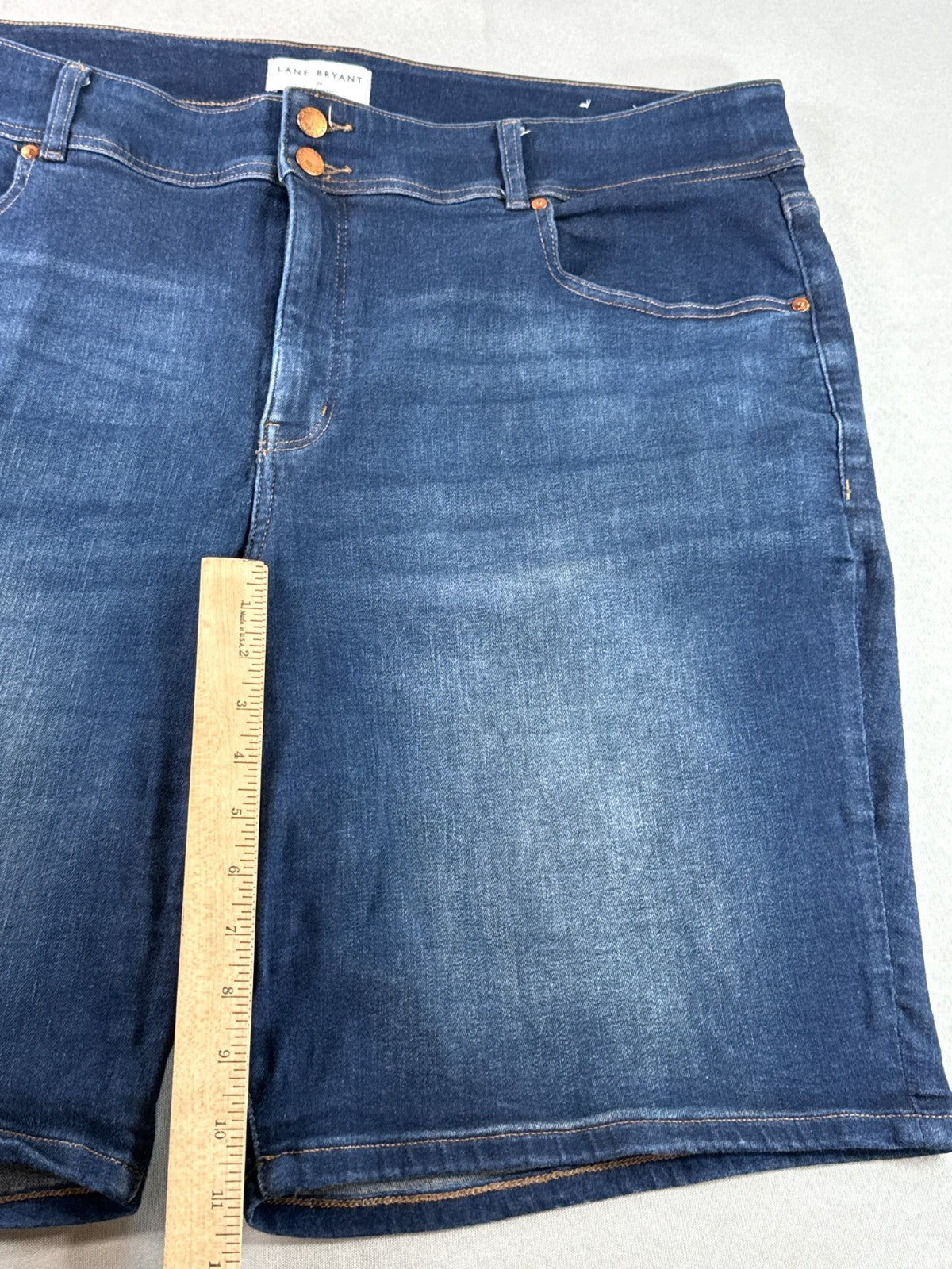 Lane Bryant Bermuda Jean Shorts Womens Plus 22 Blue Stretch Denim Mid Rise