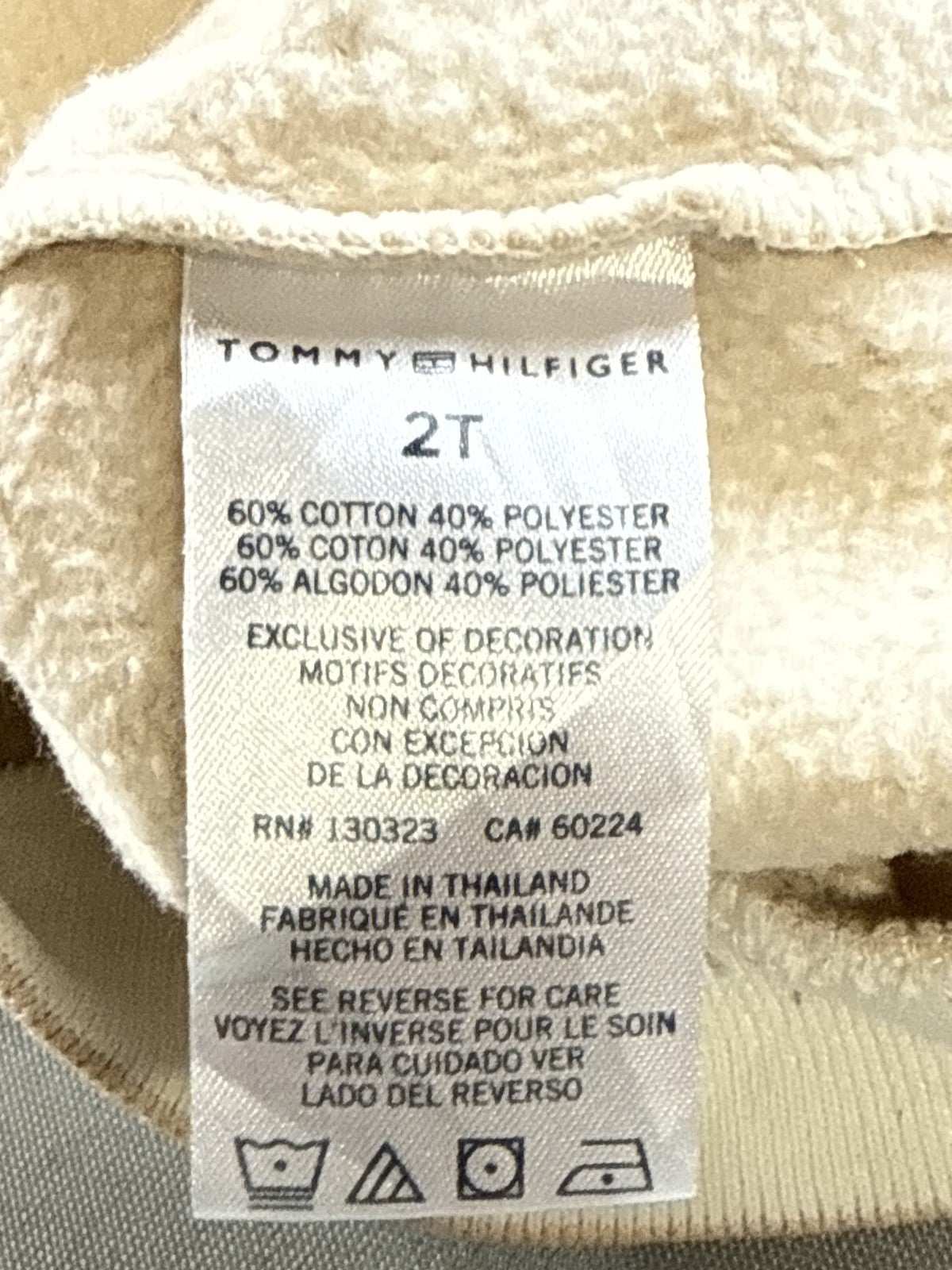 Tommy Hilfiger Heart Graphic Sweatshirt 2T Khaki Cotton Crewneck Long Sleeve Men
