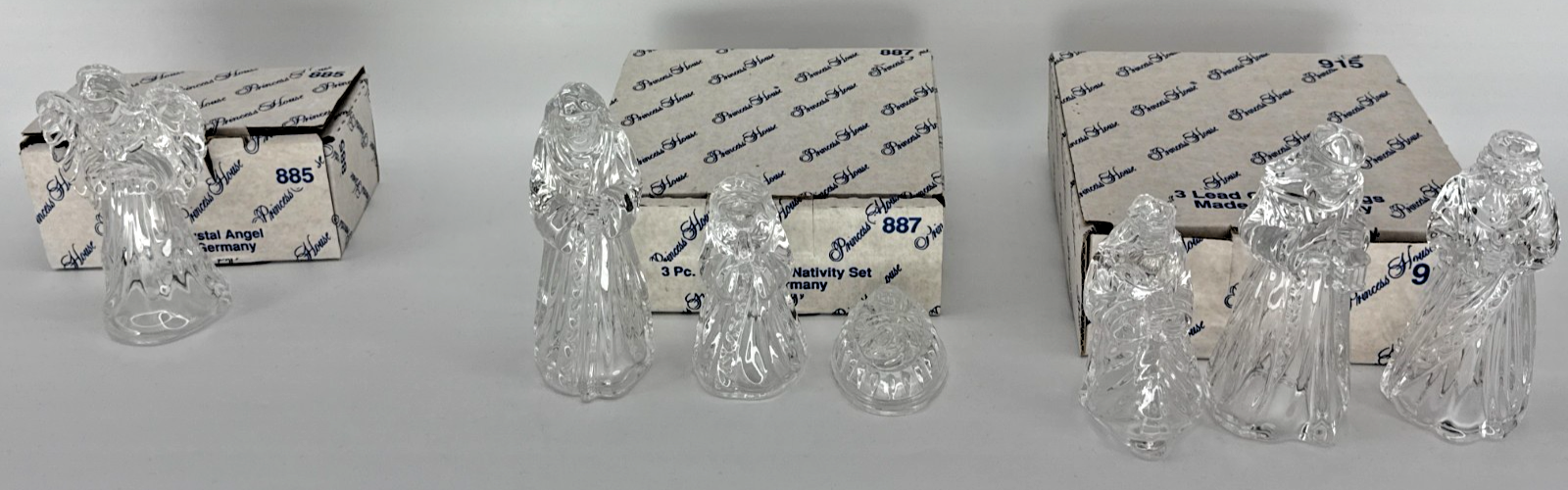 Princess House Crystal Nativity Set 3 Pc Lead Crystal Germany Mary Kings Apparel