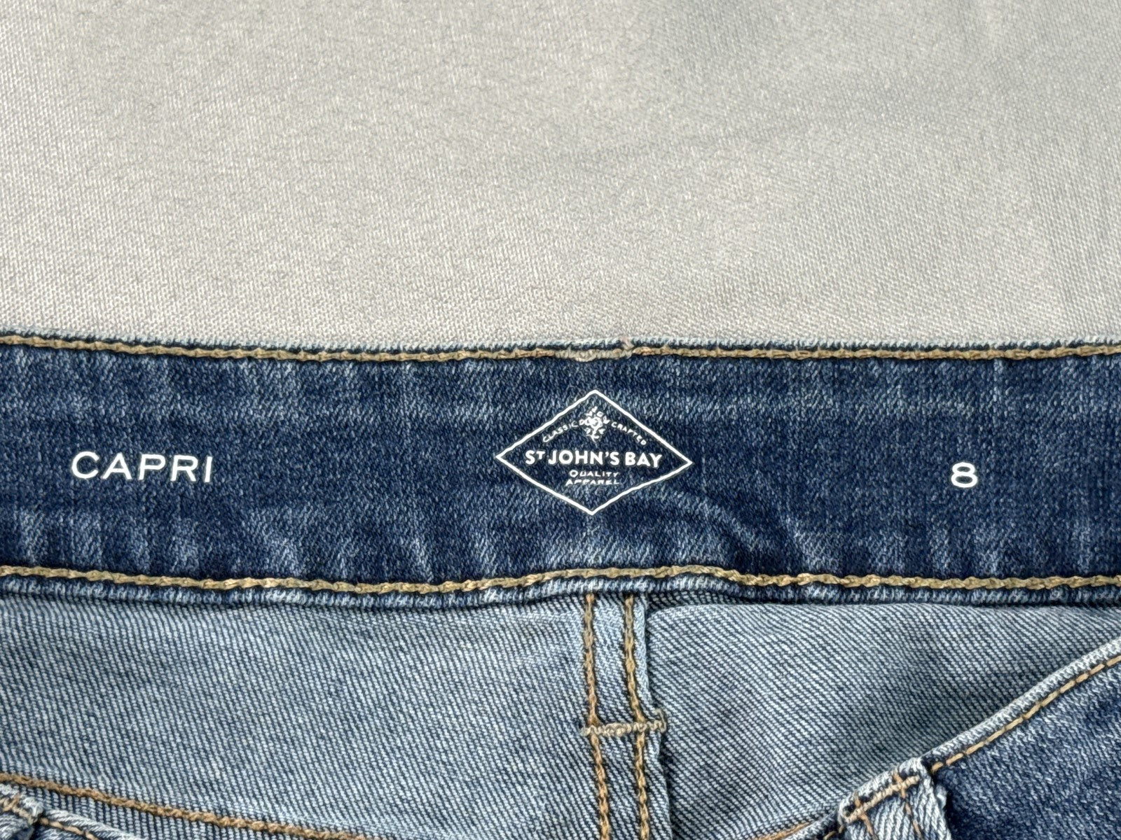 St. John's Bay Jeans Cropped Women’s 8 Blue Cotton Blend Stretch Denim Mid Rise
